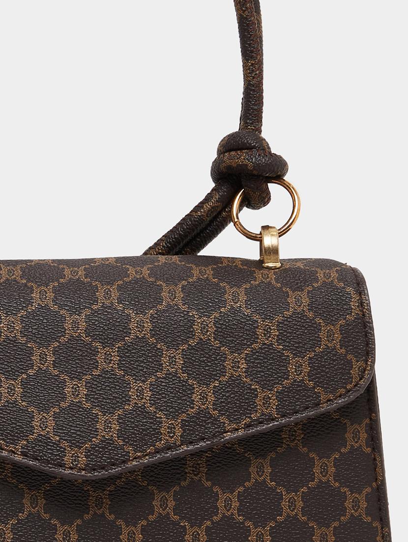 printed tie knot brown pu handbag - 21971417 - Standard Image - 3