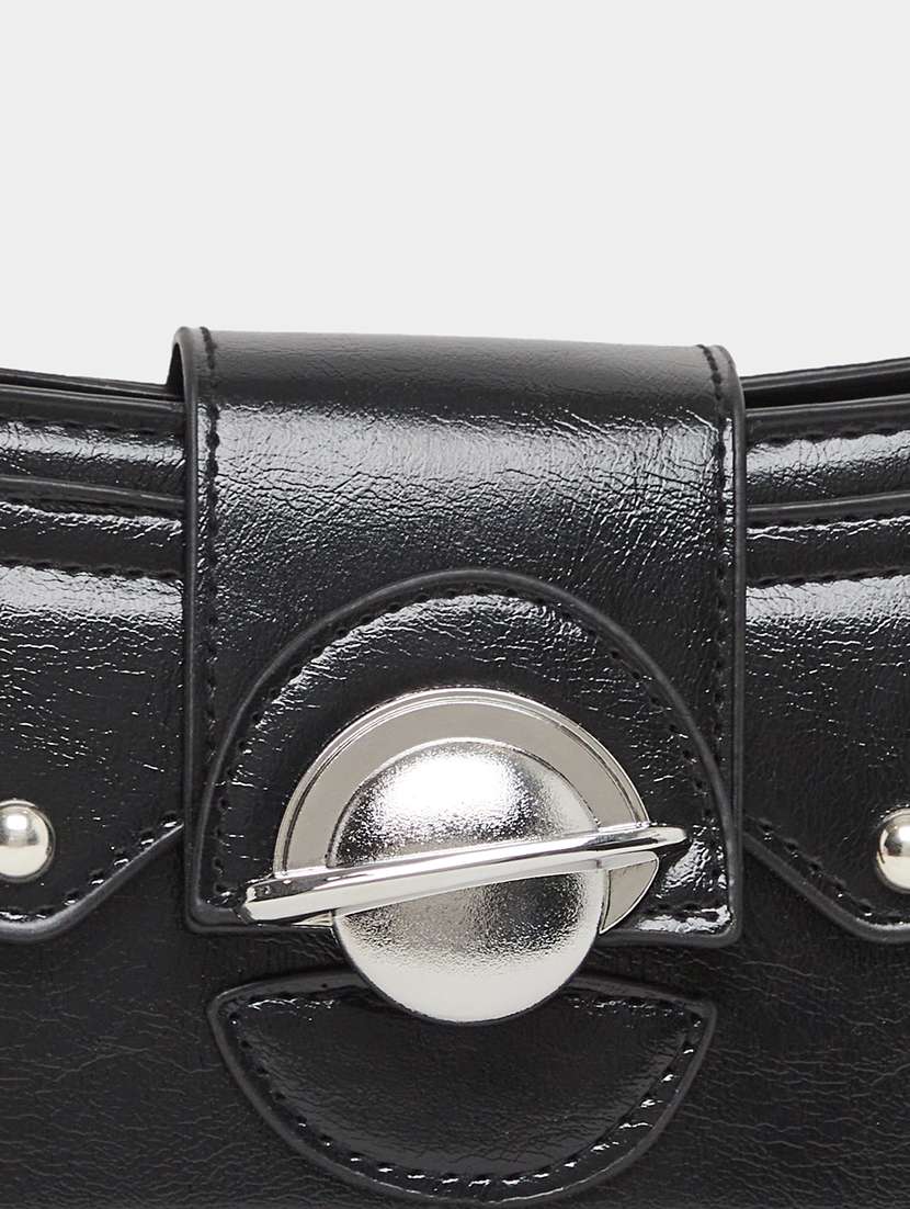 women black pu solid handbag - 21971418 -  Standard Image - 3