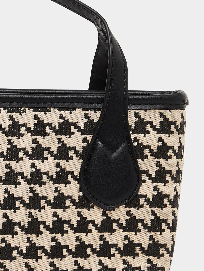 houndstooth textured canvas handbag with sling strap - 21971425 - Standard Image - 3