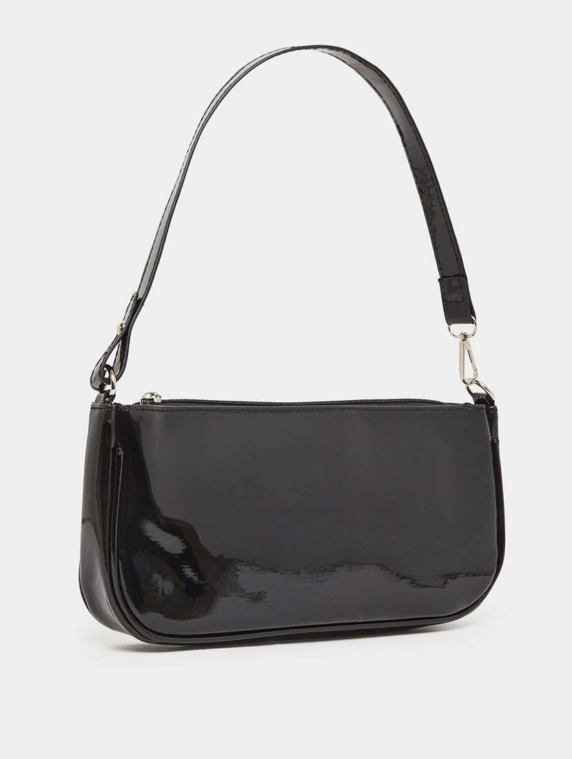 women black pu solid handbag - 21971427 -  Standard Image - 3