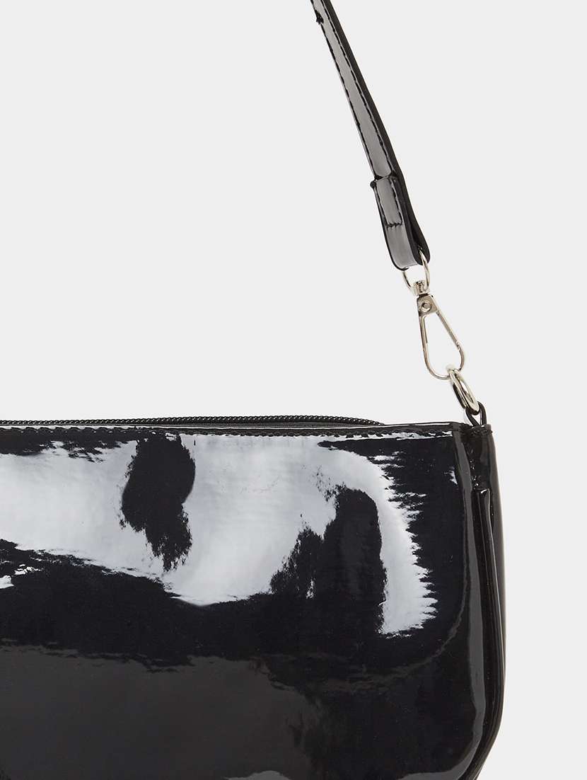 women black pu solid handbag - 21971427 -  Standard Image - 5