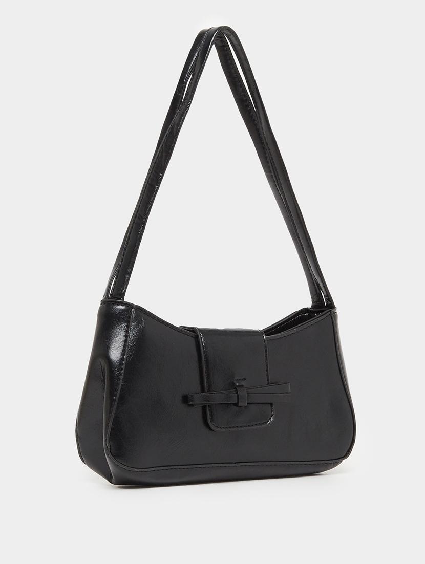 women black pu textured handbag - 21971428 - Standard Image - 3