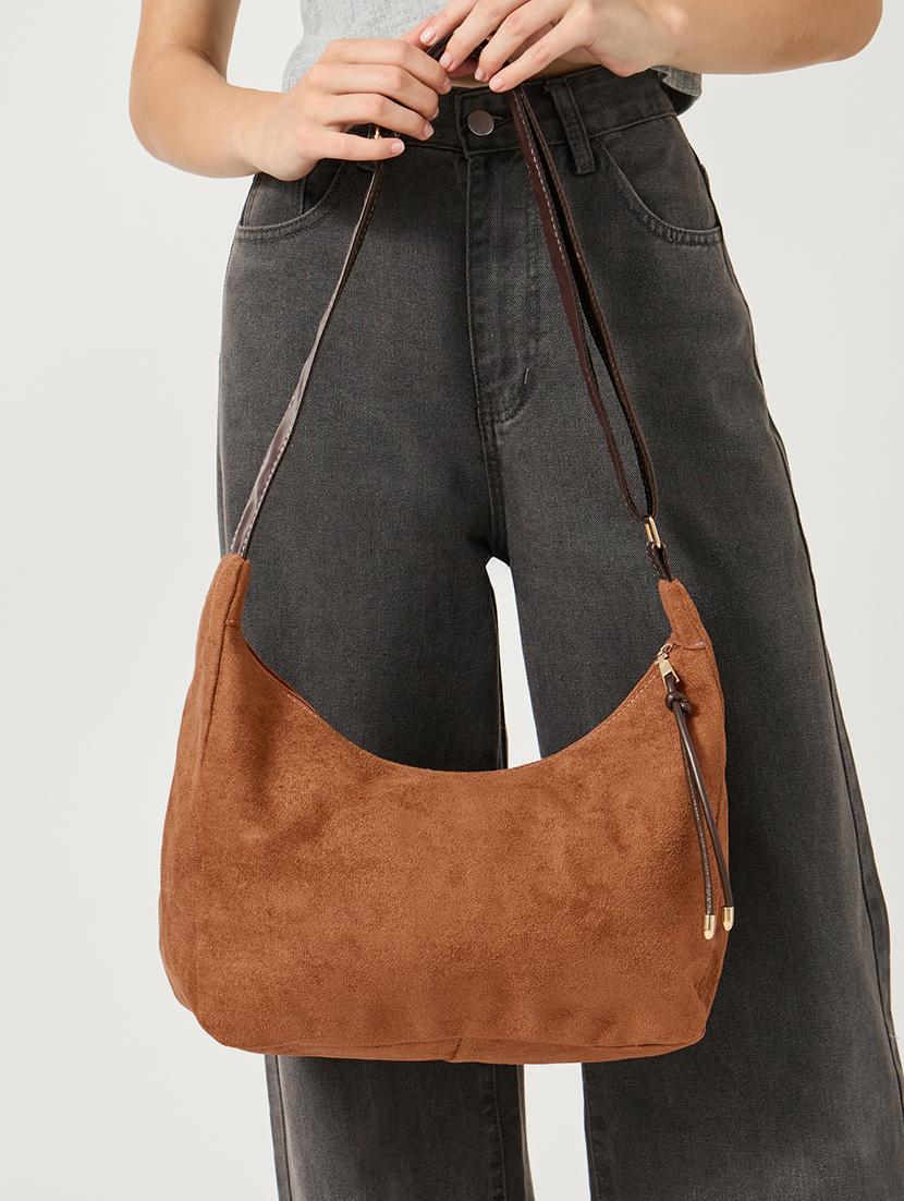 women brown suede solid handbag - 21971429 - Standard Image - 3