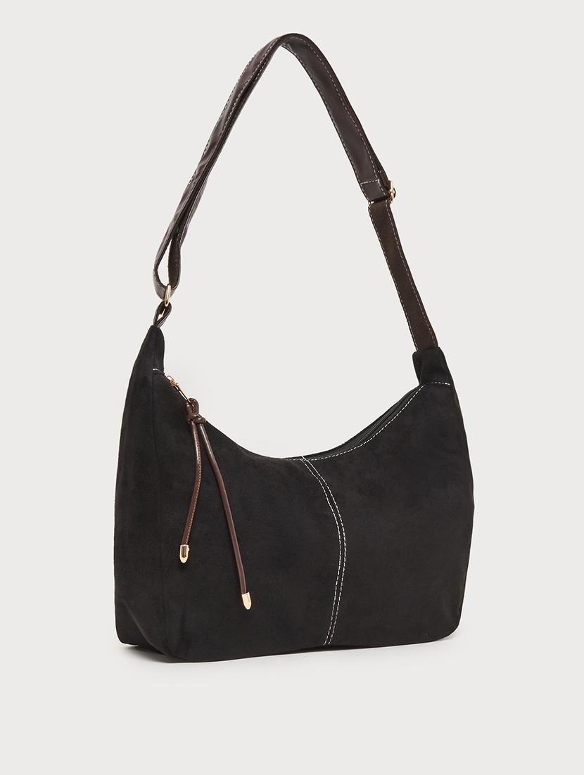 women black suede solid handbag - 21971430 - Standard Image - 3