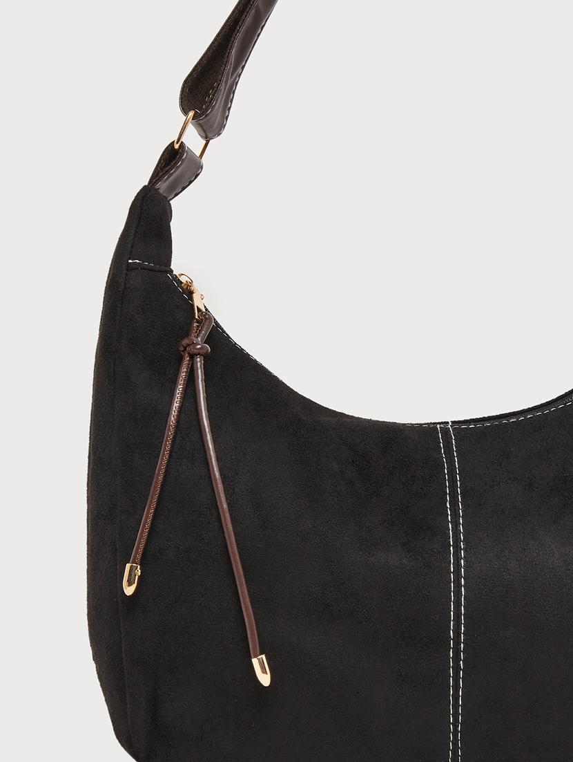 women black suede solid handbag - 21971430 - Standard Image - 5