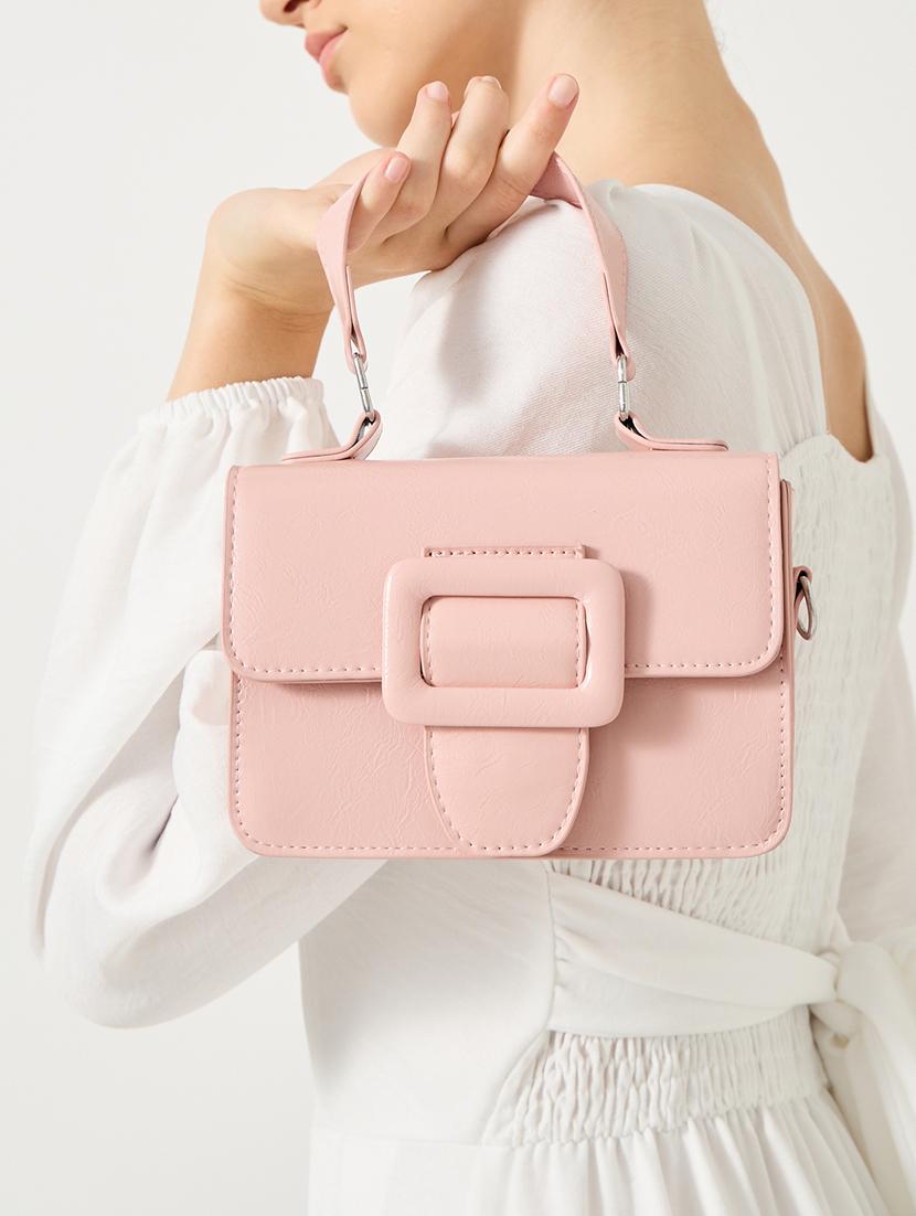 women pink pu solid handbag - 21971431 - Standard Image - 3