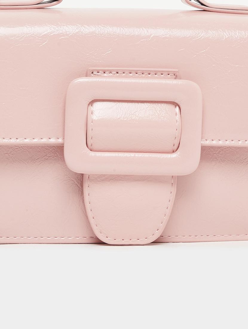 women pink pu solid handbag - 21971431 - Standard Image - 5