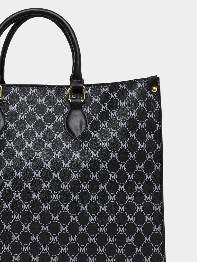 printed black handle handbag geometric pattern - 21971434 - Standard Image - 3