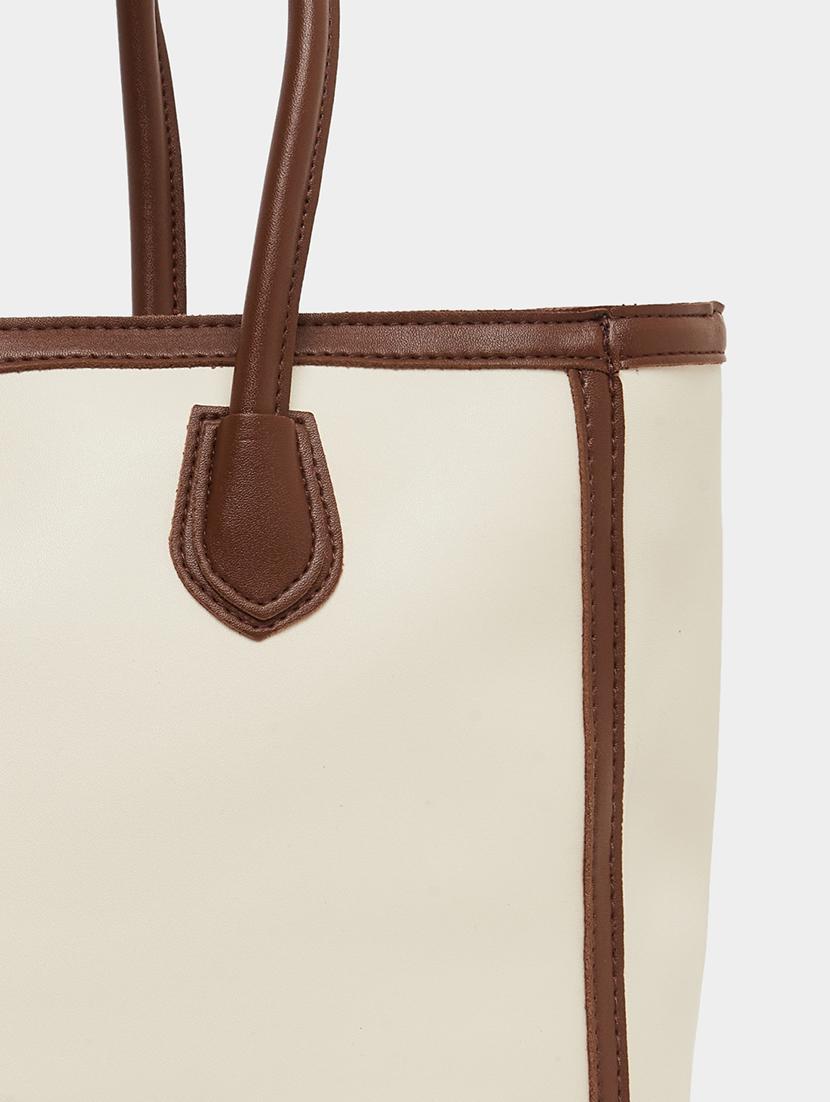 beige shoulder bag with color block trim - 21971435 - Standard Image - 3