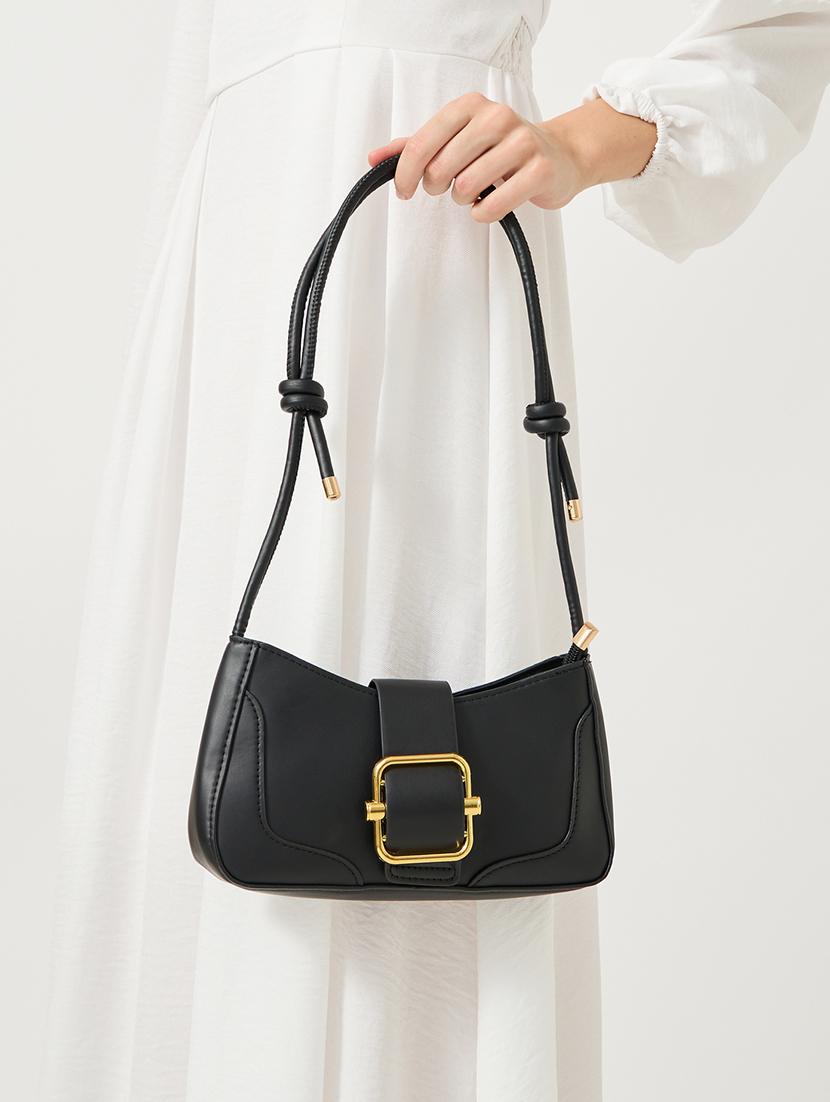 black embellished buckle flap handbag - 21971448 - Standard Image - 3