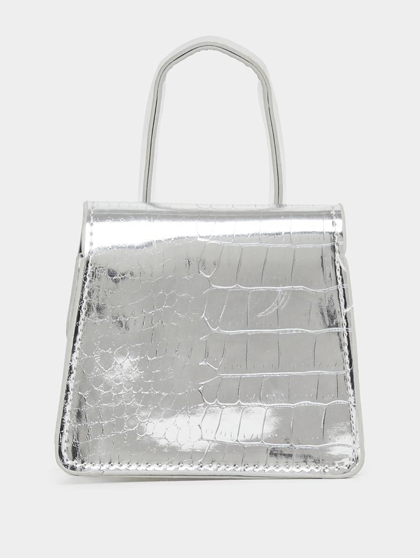 silver miniature textured party handbag - 21971462 - Standard Image - 3