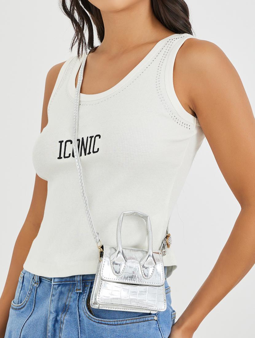 silver miniature textured party handbag - 21971462 - Standard Image - 8