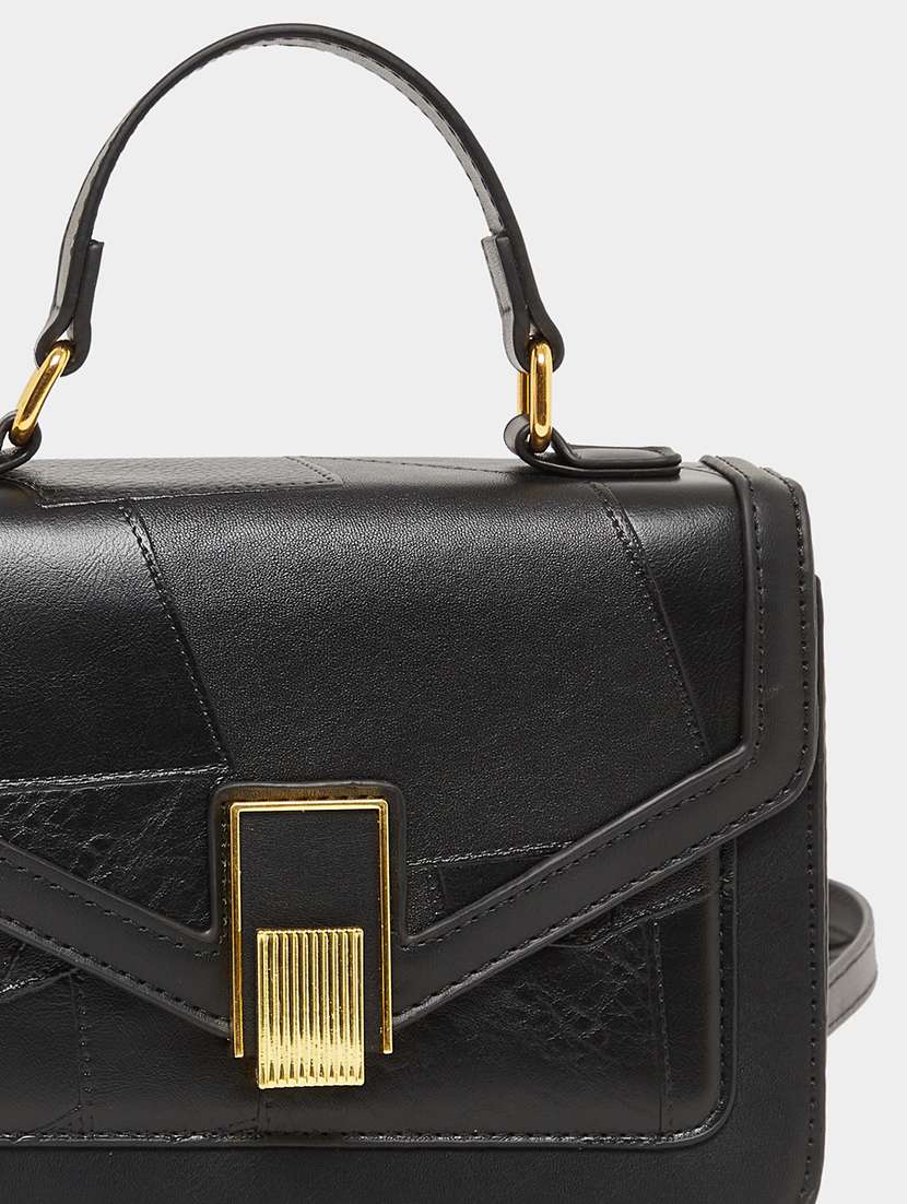 women black pu structured satchel handbag - 21971470 - Standard Image - 3