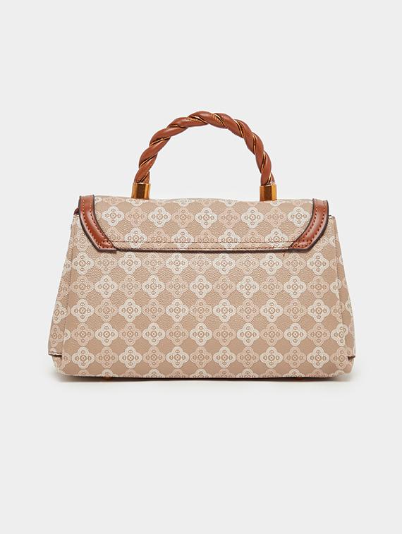 women printed beige pu structured handbag - 21971471 - Standard Image - 3