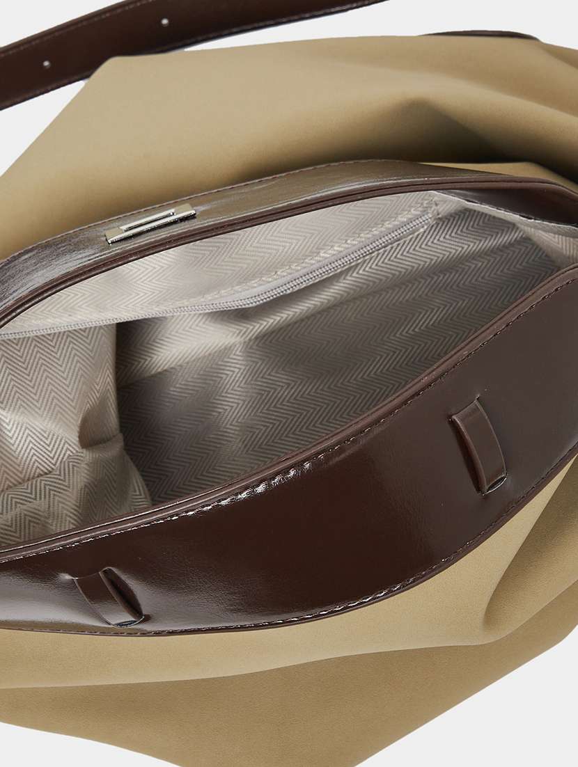 women beige color block hobo bag - 21971474 - Standard Image - 3