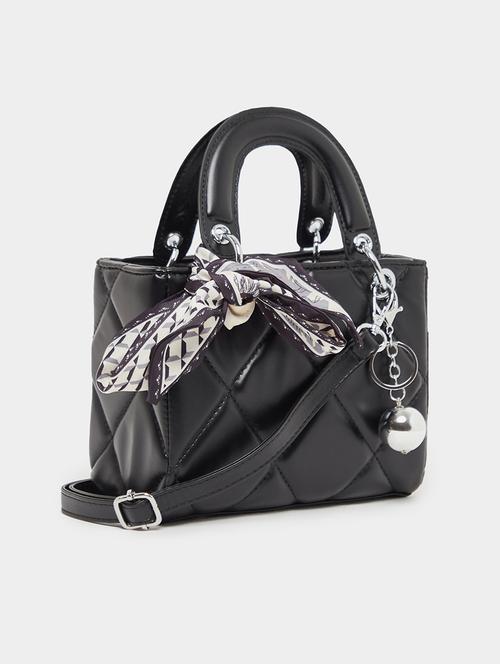 black quilted textured party handbag - 21971475 -  Standard Image - 0