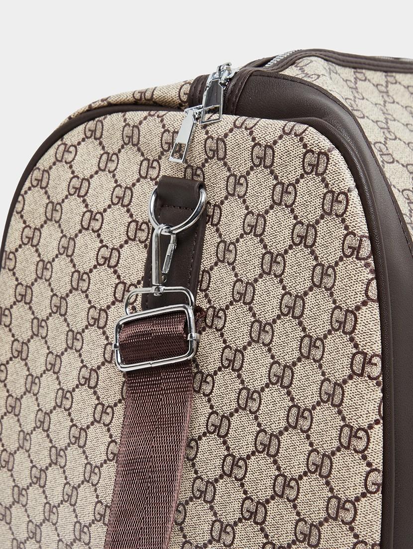 printed brown synthetic leather duffle bag - 21971480 - Standard Image - 5