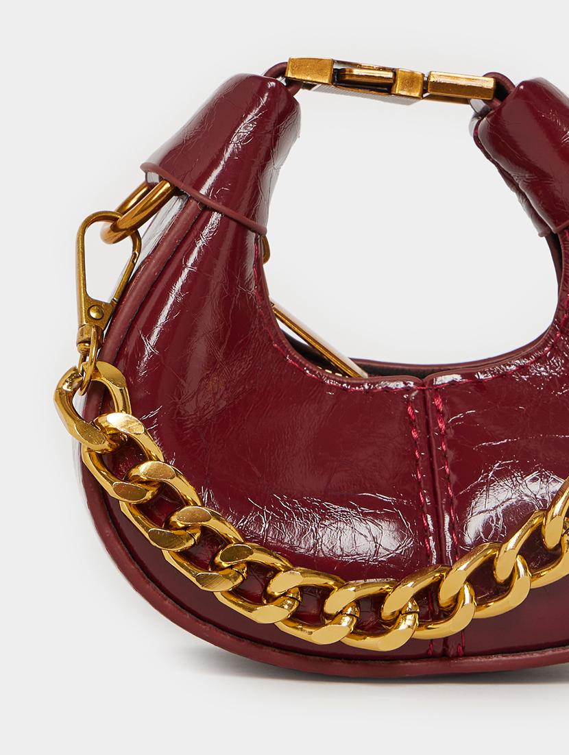 chain strap structured burgundy sling bag - 21971485 - Standard Image - 5