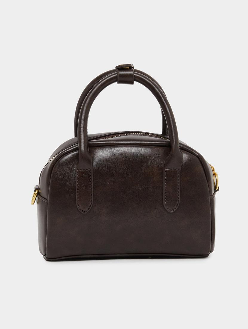 brown textured belt lock detail handbag - 21971486 - Standard Image - 3