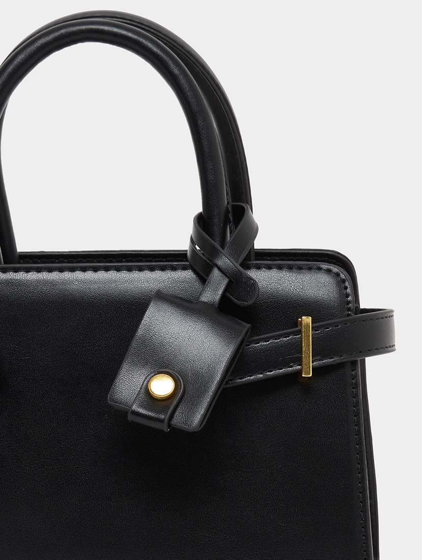 black pu leather belt detail handbag - 21971491 - Standard Image - 5