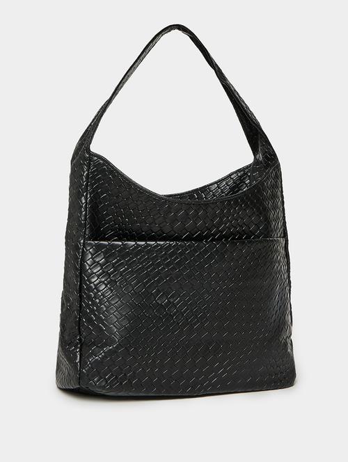 black textured shoulder bag with pockets - 21971495 - Standard Image - 0