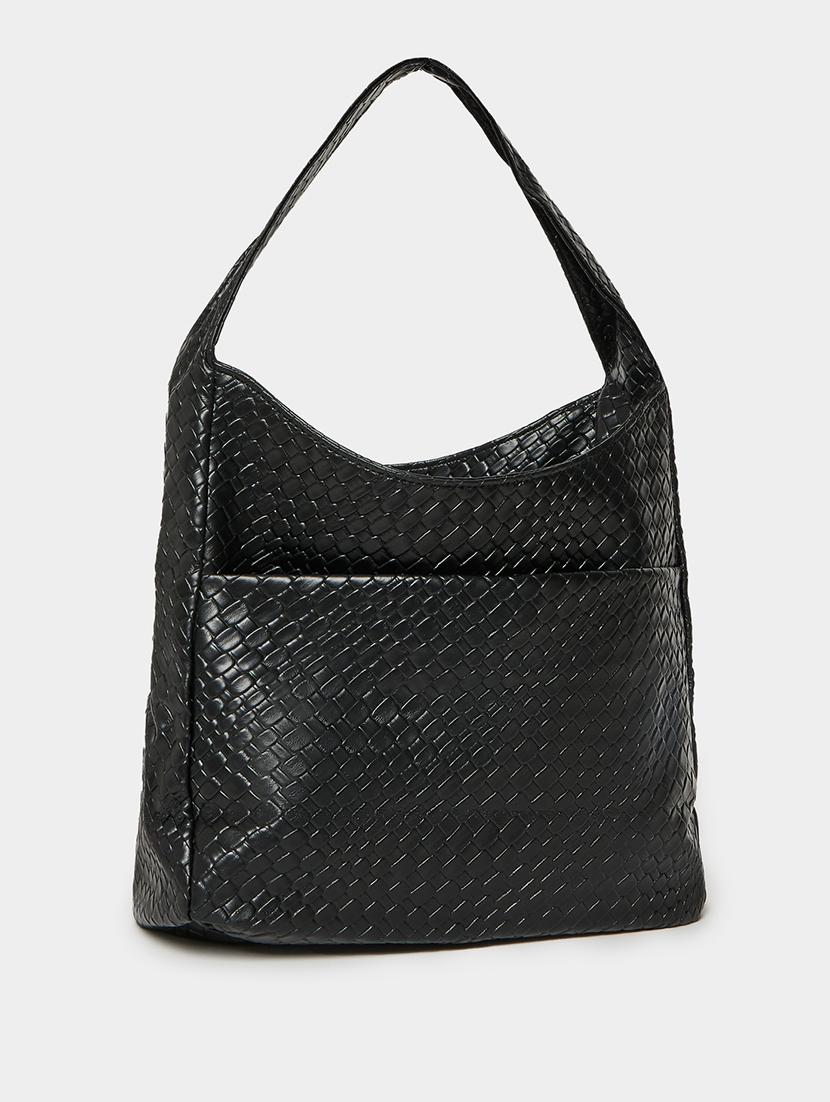 black textured shoulder bag with pockets - 21971495 - Zoom Image - 0