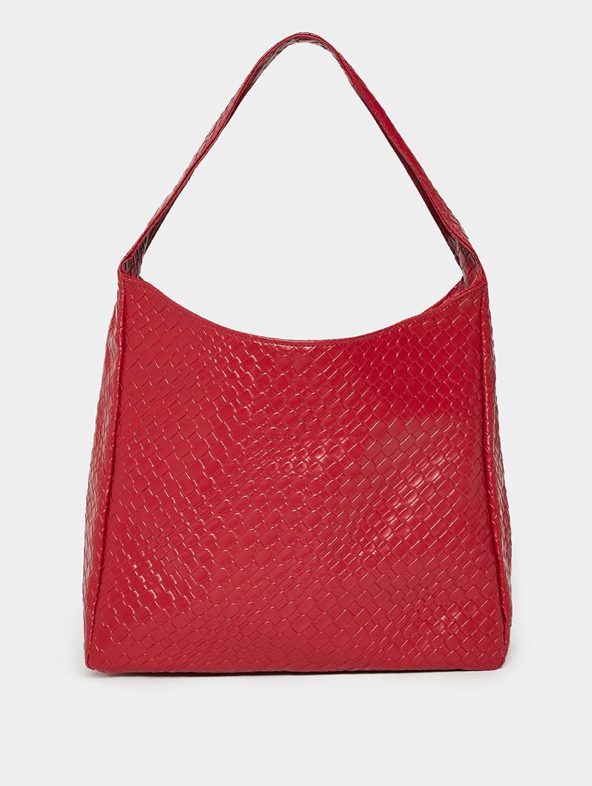 red woven textured pu shoulder bag - 21971497 - Standard Image - 3