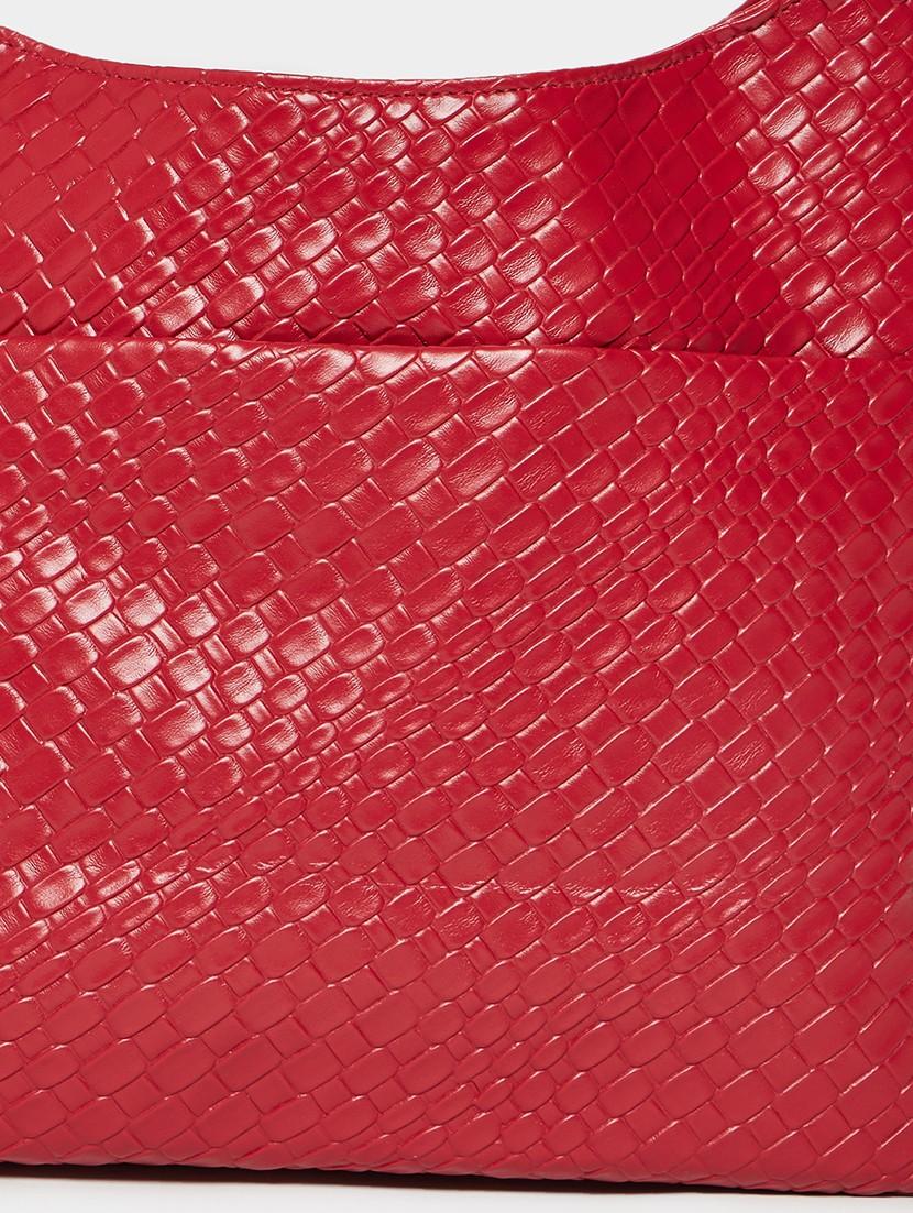 red woven textured pu shoulder bag - 21971497 - Standard Image - 5