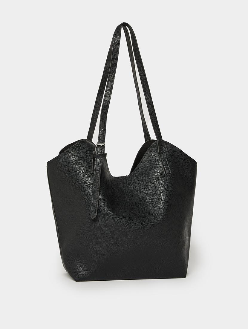 black pu solid shoulder bag handbag - 21971499 -  Zoom Image - 0