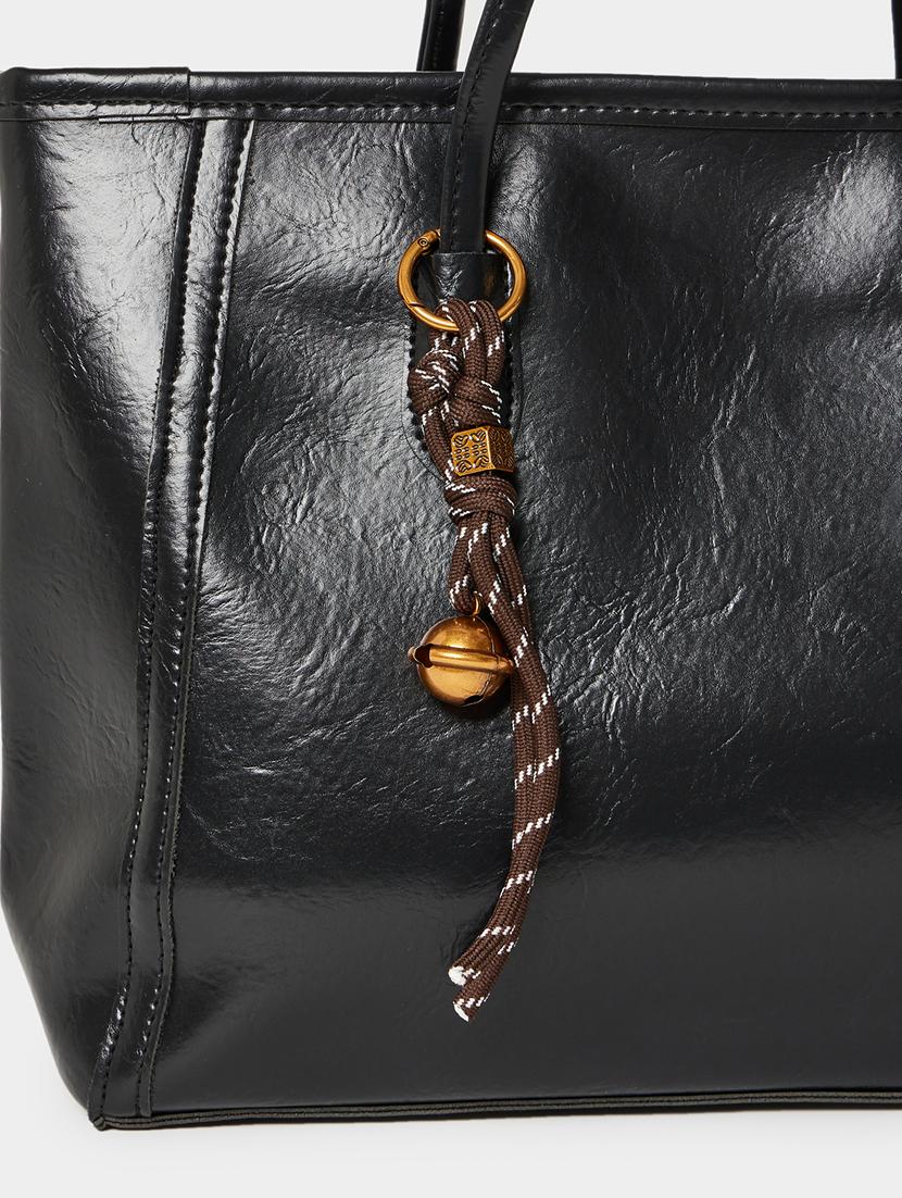black textured pu shoulder bag with tassel - 21971500 - Standard Image - 3