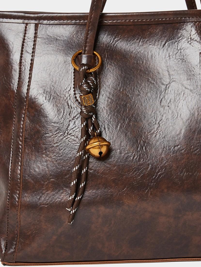 brown pu bell tassel detail handbag - 21971501 - Standard Image - 3
