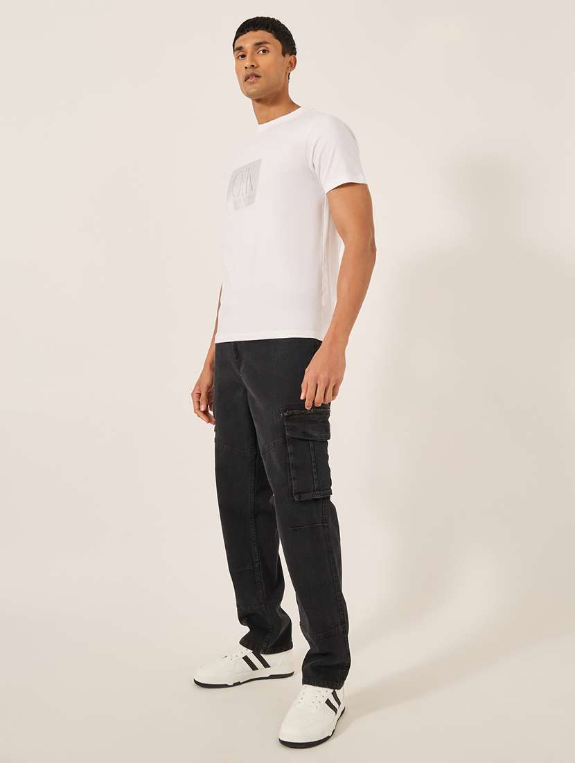 men black solid mid rise regular fit cargo - 21971525 -  Standard Image - 5