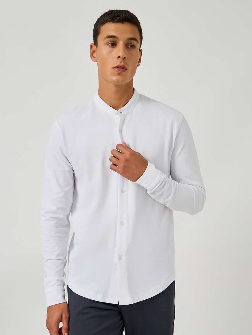 men solid long sleeve regular fit casual shirt