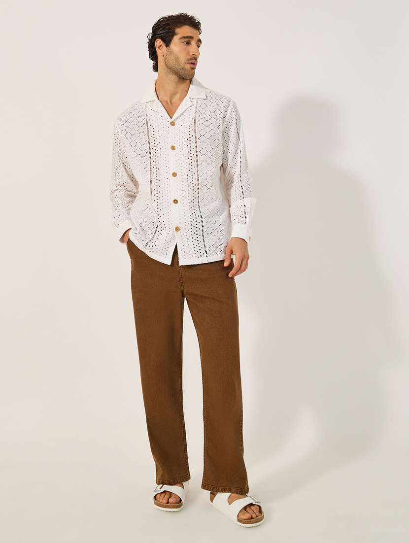 men self design long sleeve loose fit casual shirt - 21971532 -  Standard Image - 3