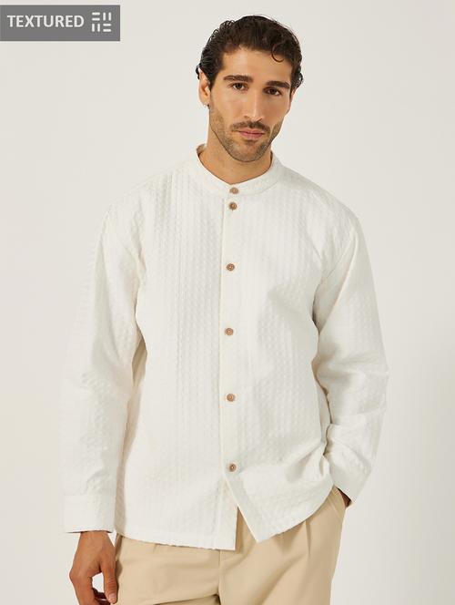 men self design long sleeve loose fit shirt - 21971538 - Standard Image - 0