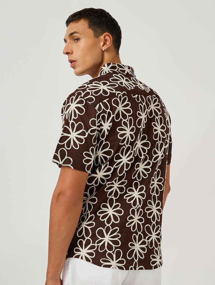 men textured short sleeve regular fit casual shirt - 21971547 -  Standard Image - 3