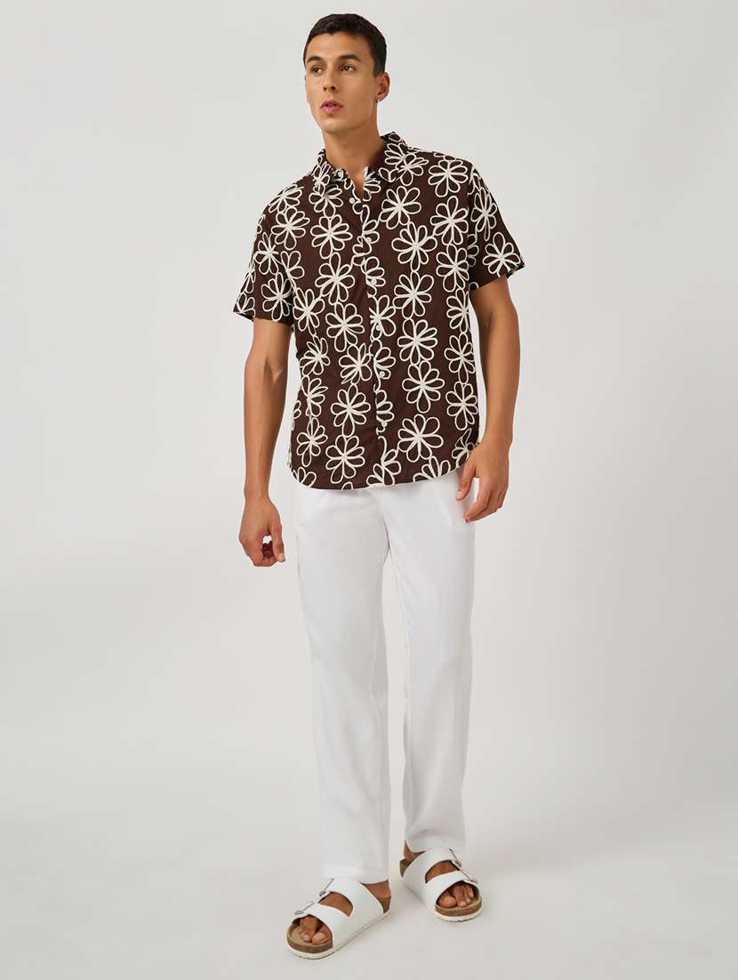 men textured short sleeve regular fit casual shirt - 21971547 -  Standard Image - 5