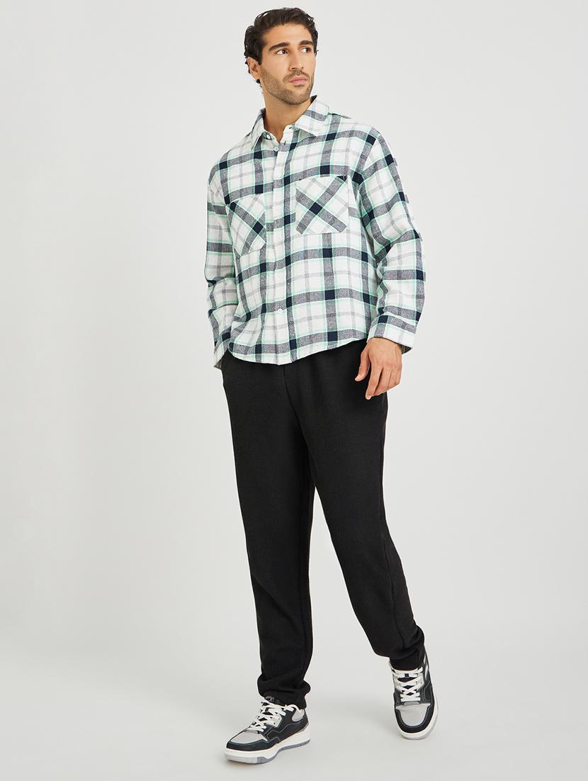 men checkered long sleeve oversized casual shirt - 21971552 - Standard Image - 3