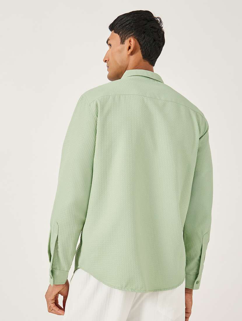 men textured long sleeve regular fit casual shirt - 21971554 -  Standard Image - 3