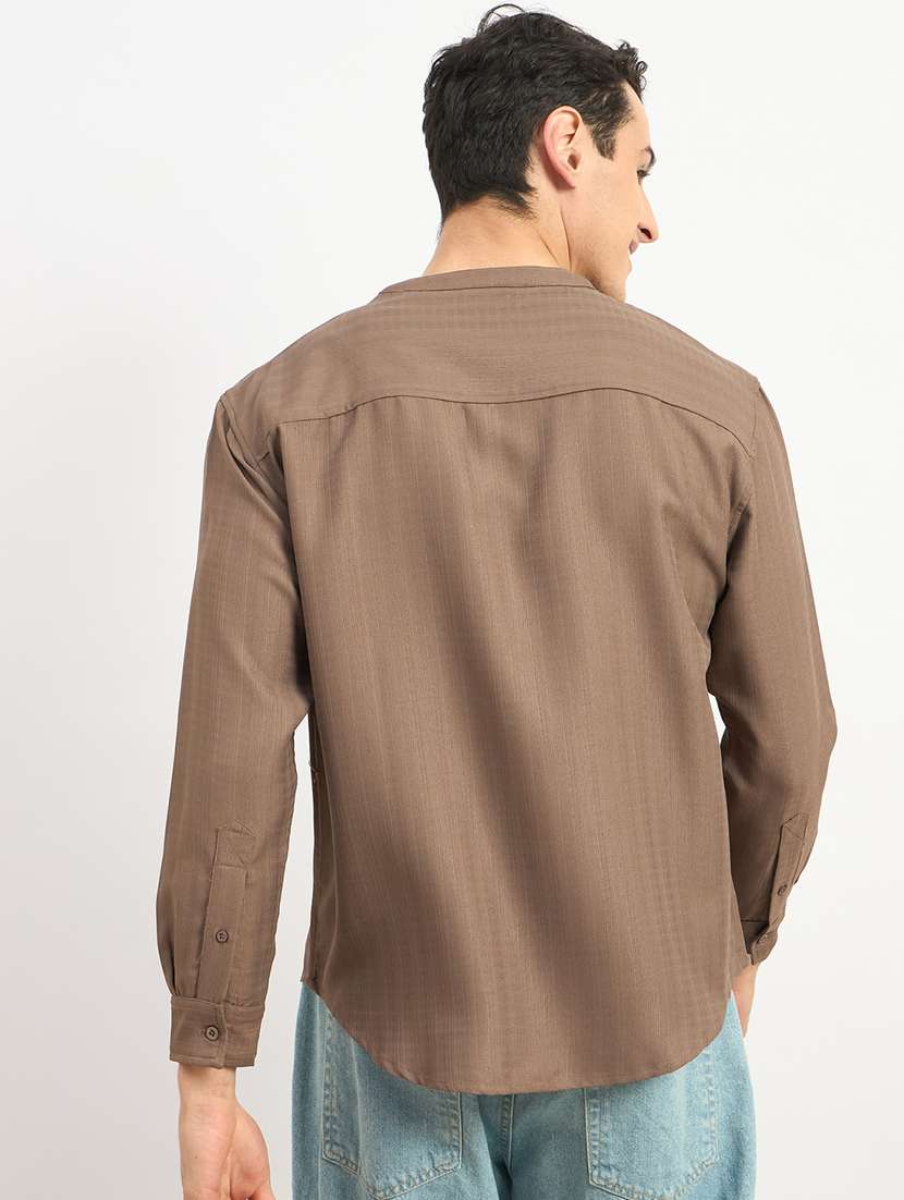 men self design long sleeve loose fit casual shirt - 21971558 -  Standard Image - 3