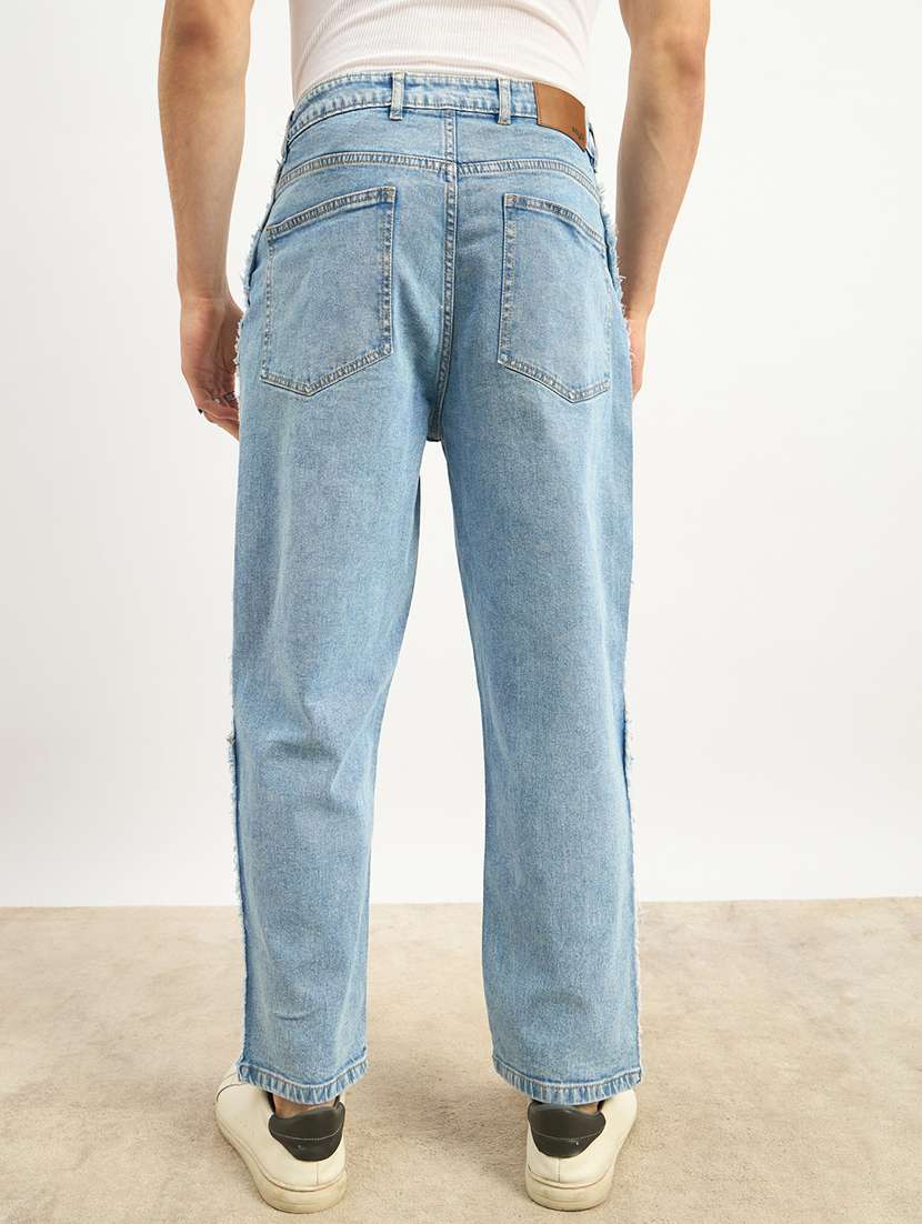 men light blue solid mid rise regular fit cargo - 21971590 - Standard Image - 3