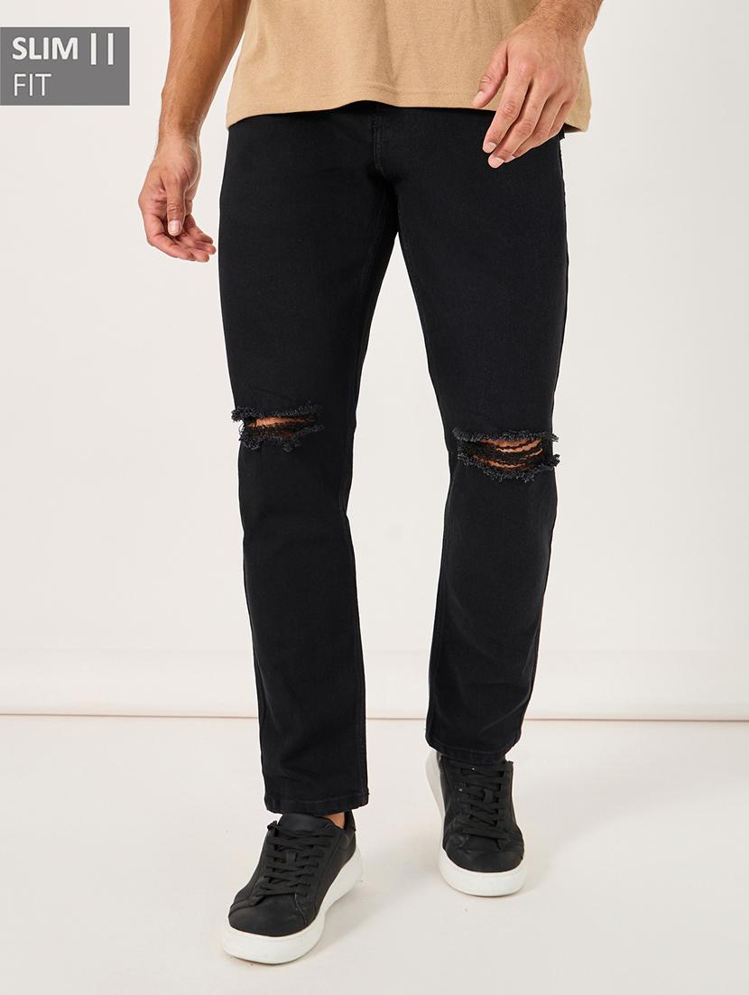 men slash knee mid rise full length jeans - 21971591 - Zoom Image - 0