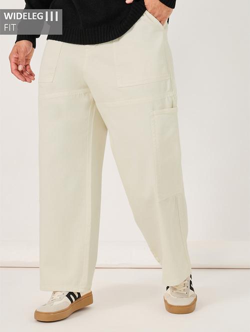 men off white solid mid rise baggy jeans - 21971595 - Standard Image - 0