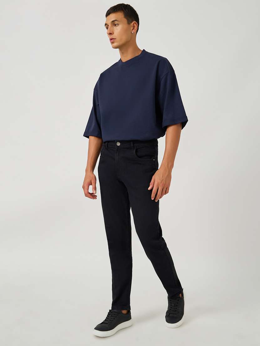 men plain mid rise full length jeans - 21971616 - Standard Image - 3