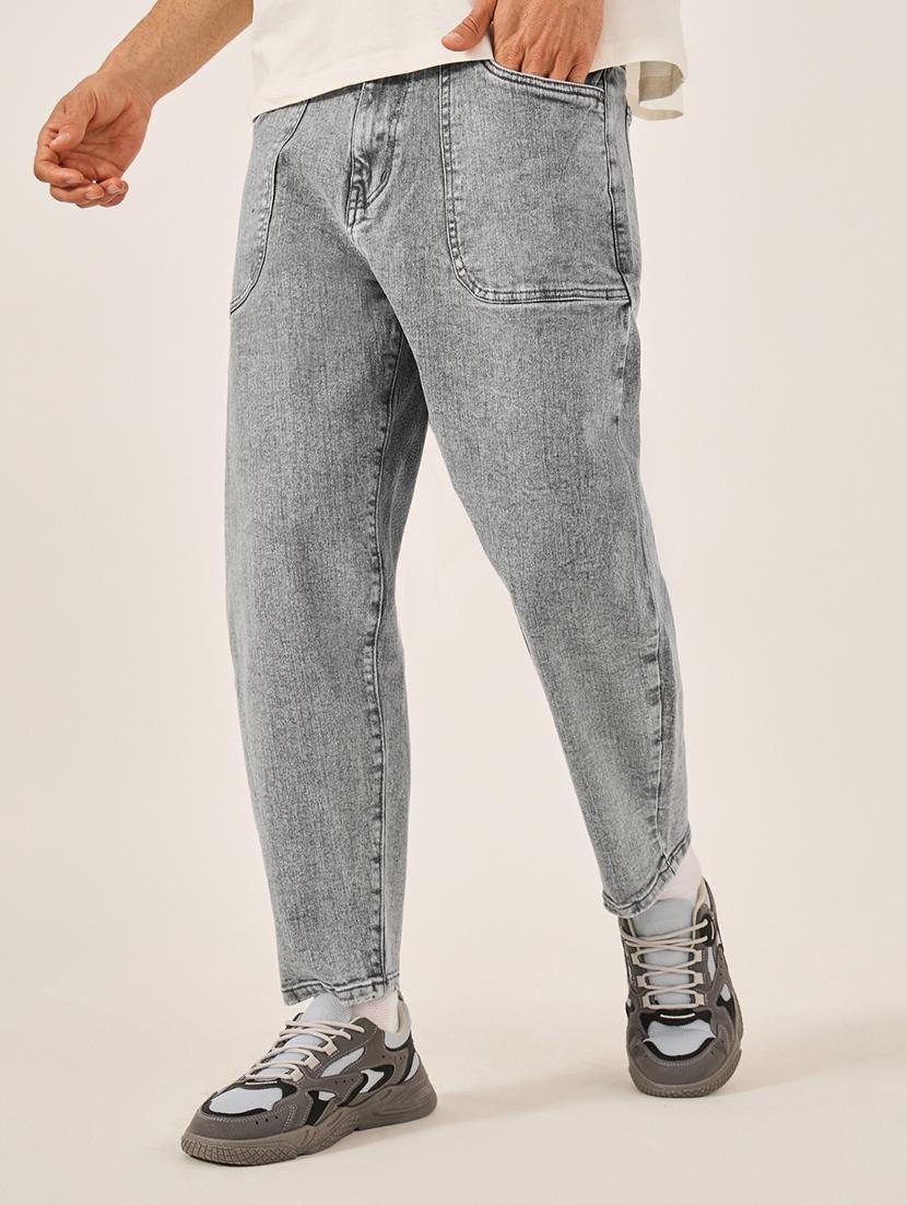 men plain mid rise relaxed fit jeans