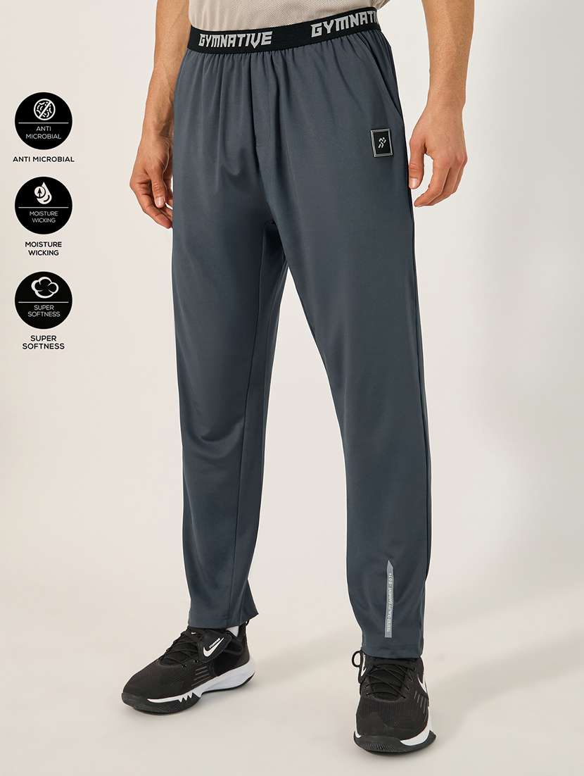men typography mid rise full length track pant