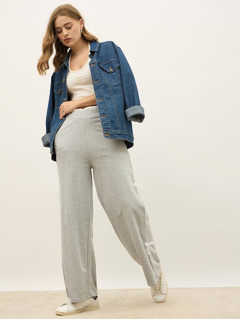 women solid high rise track pant - 21971639 - Standard Image - 3