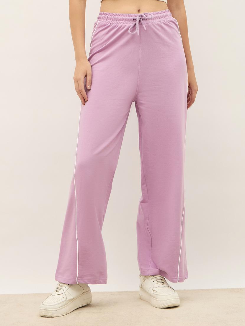 women solid high rise track pant - 21971641 - Zoom Image - 0