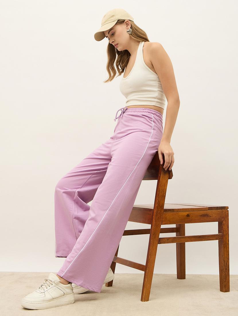 women solid high rise track pant - 21971641 - Standard Image - 3