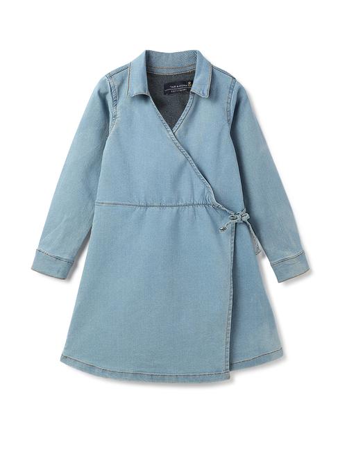 girls solid collared denim wrap dress - 21971644 - Standard Image - 0